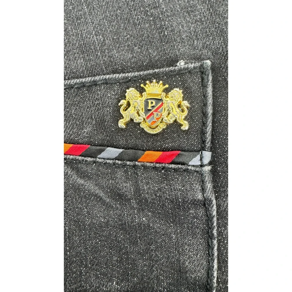 Pelle Pelle Marc Buchanan Jeans Mens 44x34 Black Raw Denim Embroidered Y2K